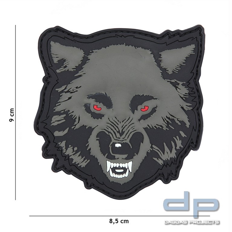 Emblem 3D PVC Wolf grau