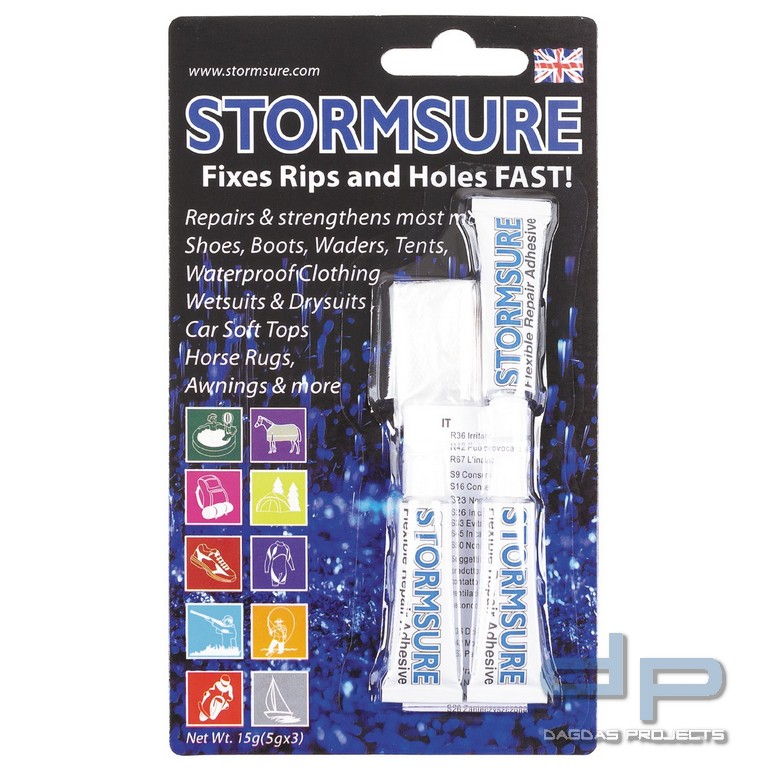 STORMSURE, Reparaturkleber, farblos, 3 x 5 g Tuben