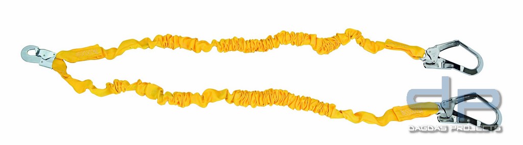 *DOBLE* HALTESEIL Y-FORM MIT 2 GERÜSTHAKEN 1,5M LANG, DIN EN 355