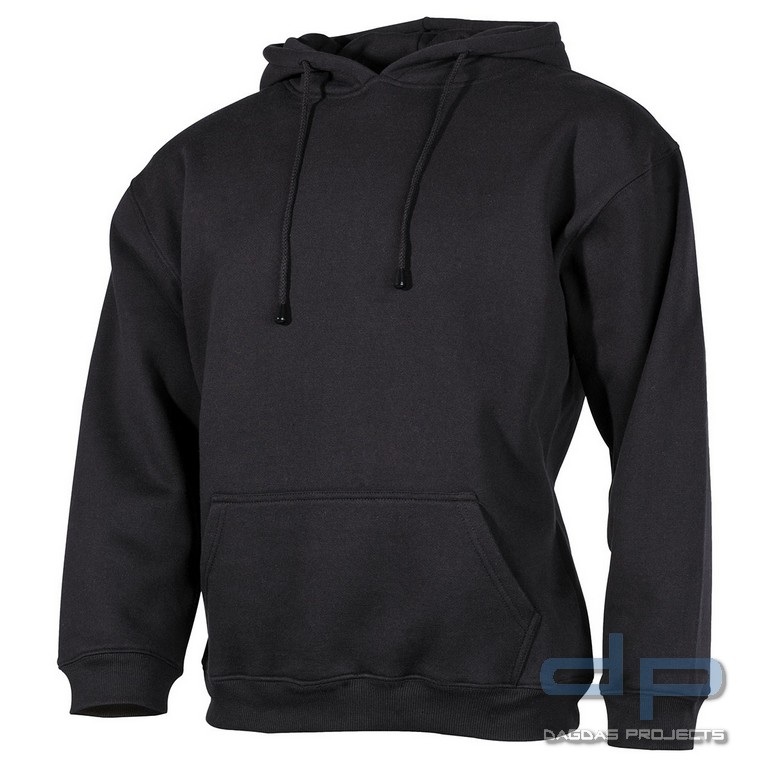 Kapuzen Sweatshirt, "PC", 340 g/m², schwarz