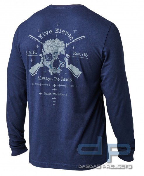 5.11 T-SHIRT LANGARM BLAU MIT DRUCK QUIET WARRIOR