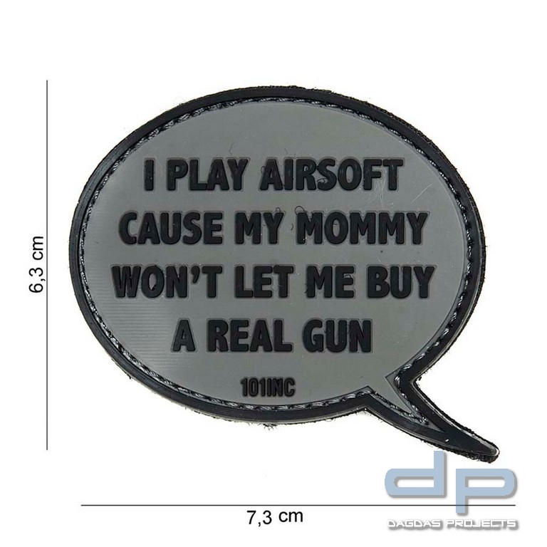 Emblem 3D PVC I Play Airsoft grau