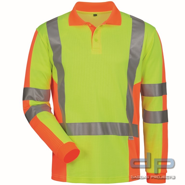UV- UND WARNSCHUTZ-LANGARM-POLO-SHIRT mit Aufdruck nach Wunsch auf Brust und Rücken