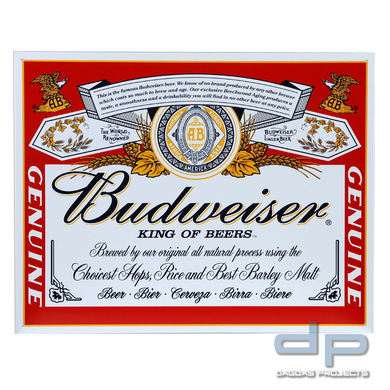 Metall Platte groß 63. Budweiser
