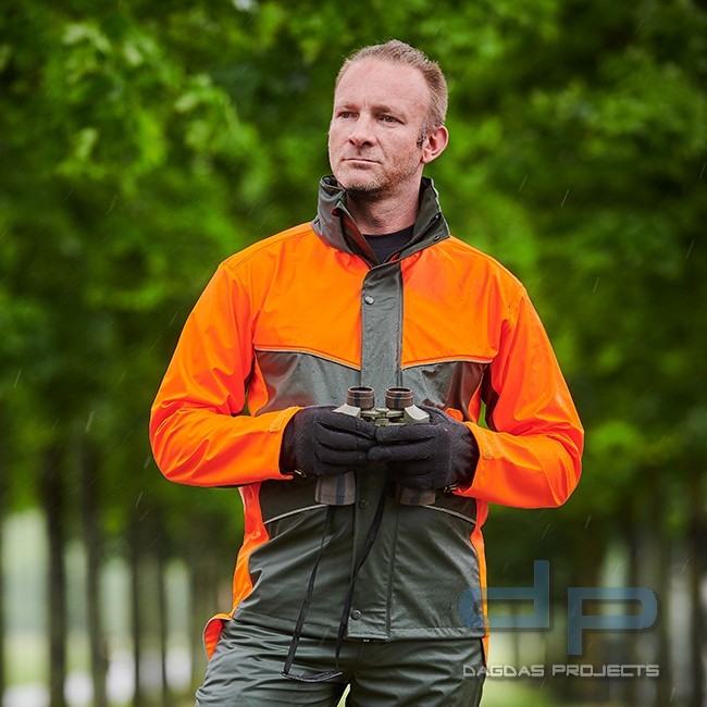 PU-Regenjacke in oliv-orange