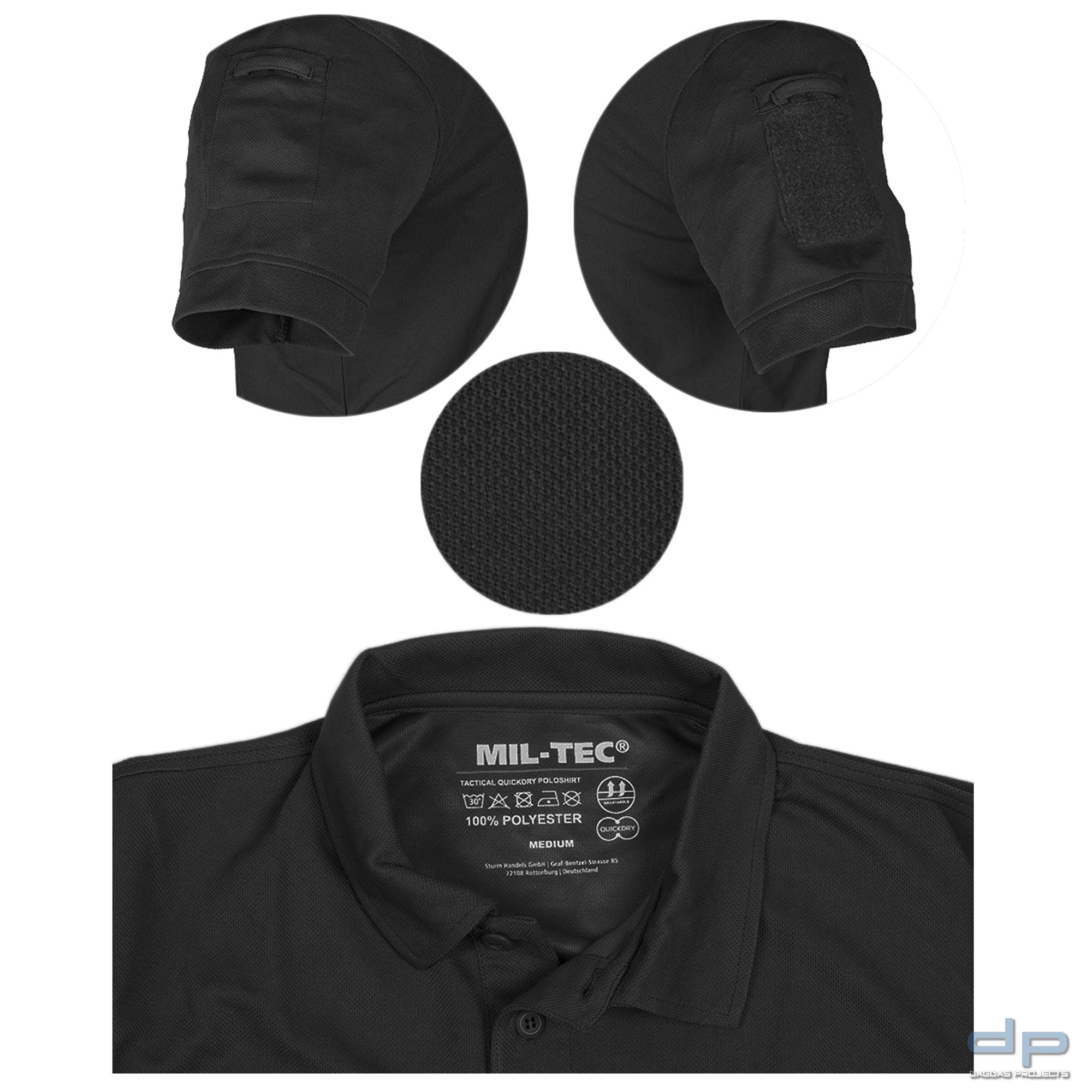 MIL-TEC® tactical "Quick Dry" Poloshirt Schwarz