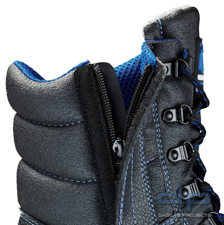 S3 Sicherheitswinterstiefel in Schwarz mit blauen Applikationen