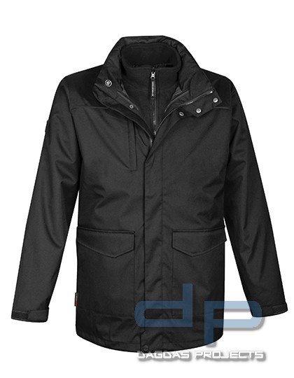 Men´s Vortex HD 3-in-1 System Parka in Schwarz und Navy mit Wunschaufdruck auf Brust und Rücken