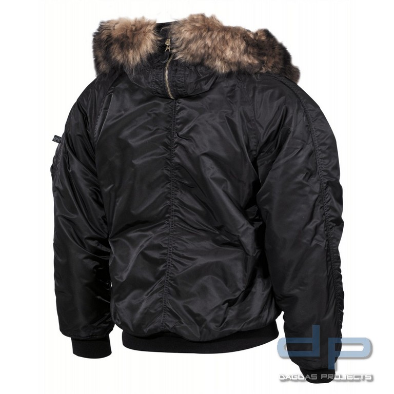US Polarjacke N2B, schwarz, dick gefüttert