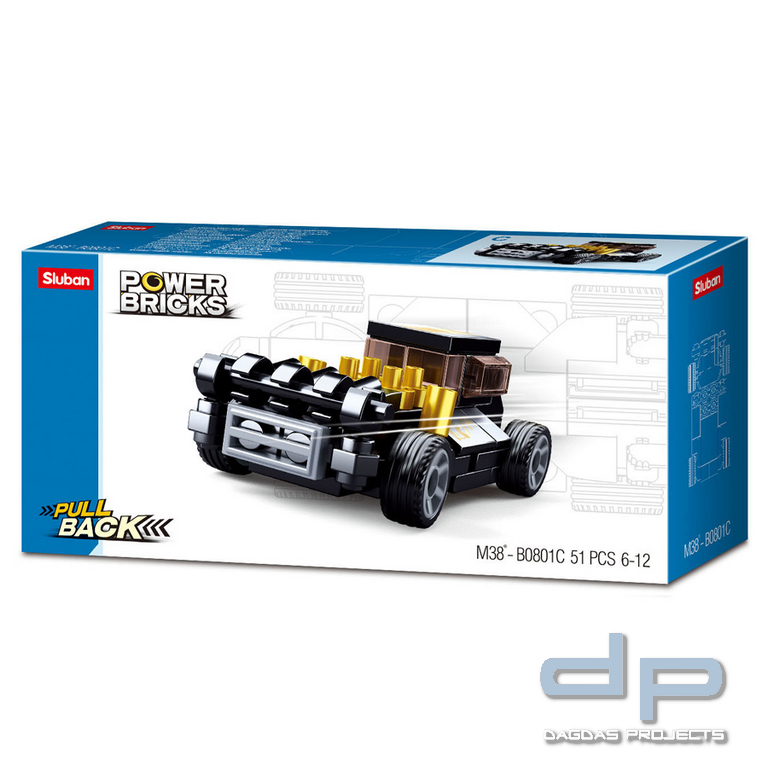 Sluban Powerbricks-Pullback/Black Mod Rod M38-B0801C #16095