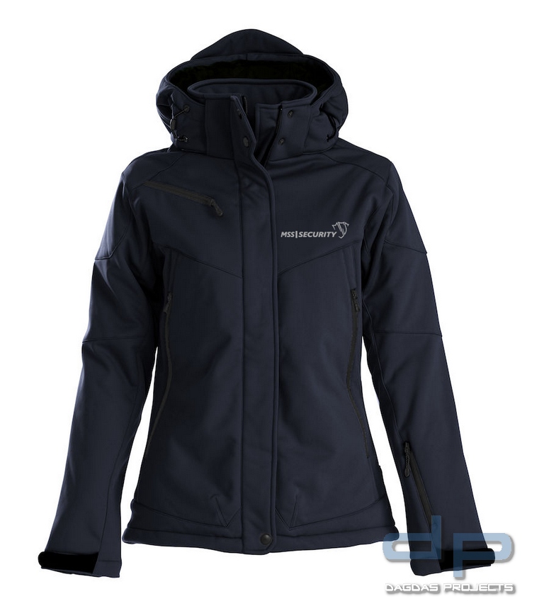 Behörden Softshell Jacke Winter Dunkelblau Damen gefüttert mit Sonderaufdruck 3 fach MSS