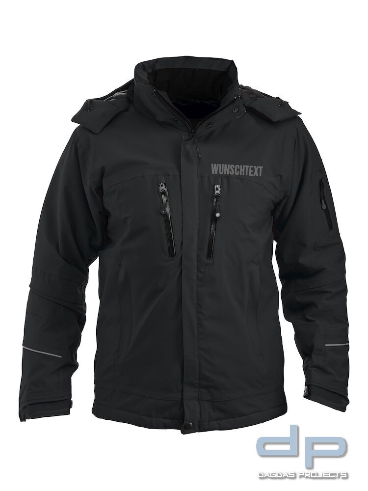 Herren Behörden Softshelljacke "Sanders" in Royalblau und Schwarz mit Aufdruck nach Wunsch