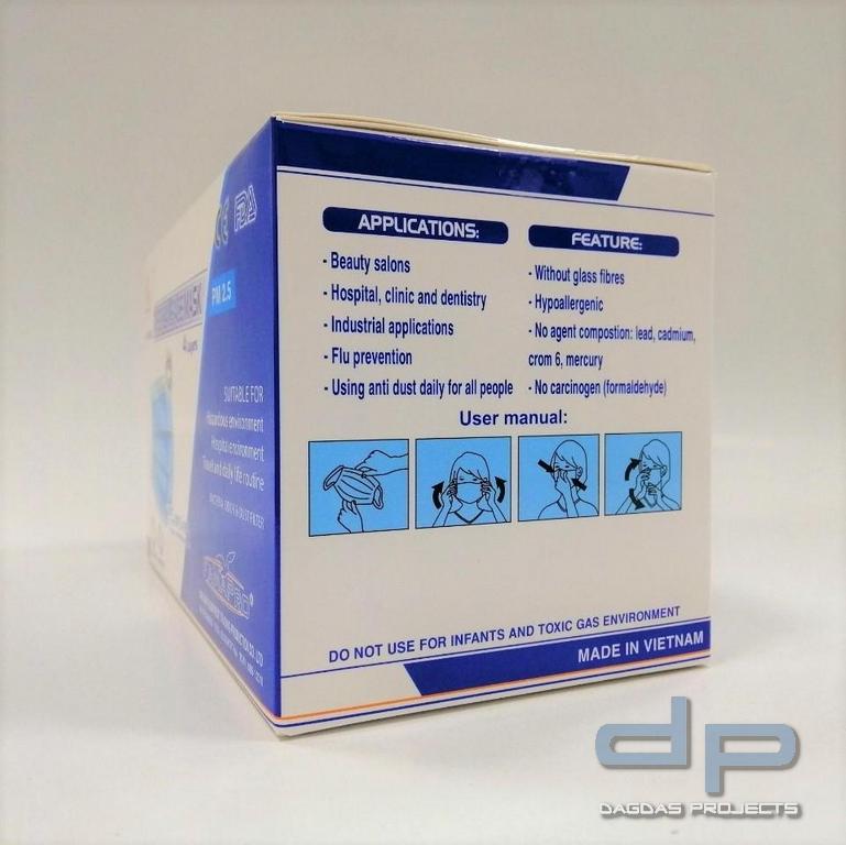 MEDIZINISCHE MUND/NASENMASKE EINWEG 4 lagig (OP-MASKE) 50 er Pack