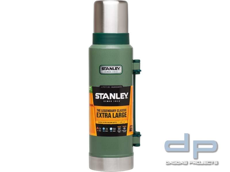 Stanley Classic Vakuum-Flasche, 1.3 Liter, 18/8 Edelstahl, Hammertone grün, Edelstahl-Trinkbecher,