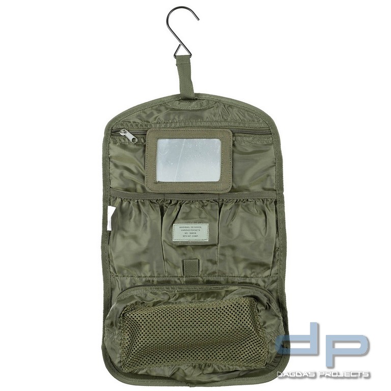 Waschzeugtasche, oliv, div. Taschen, rollbar