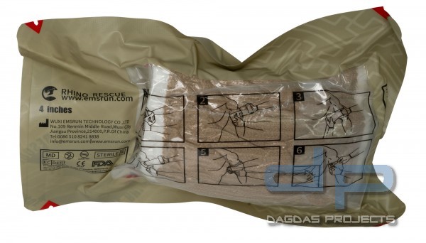 RHINO RESCUE EMERGENCY BANDAGE 4 INCHES SAND