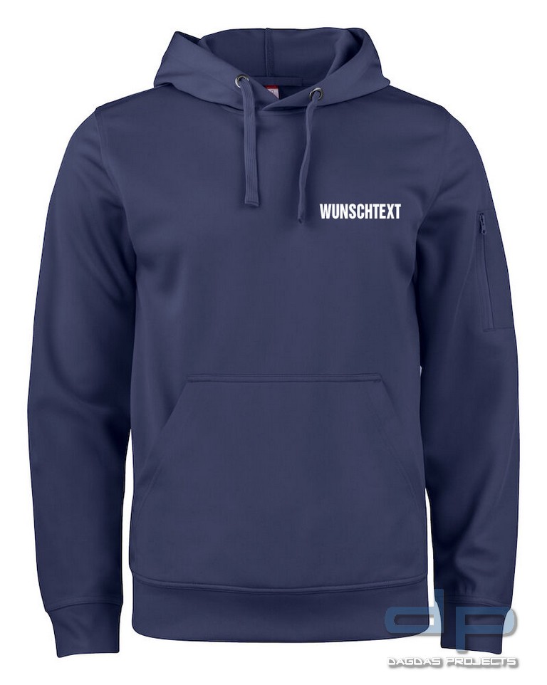 Basic Active Hoody mit Wunschaufdruck in Marine Blau, Größe L