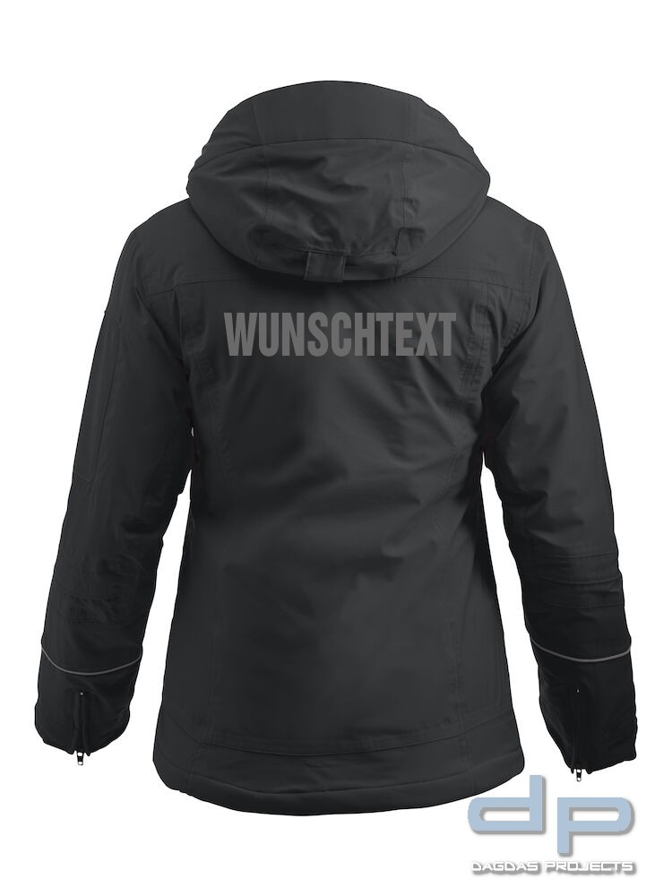 Damen Behörden Softshelljacke "Sparta" in Royalblau und Schwarz mit Aufdruck nach Wunsch