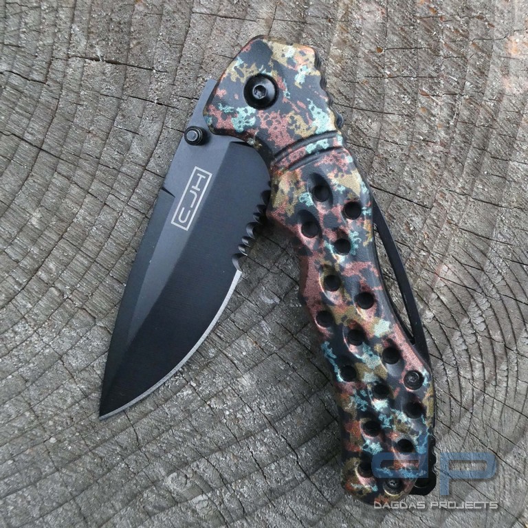 CJH Einhandmesser metallic mit praktischer Teilsägezahnung