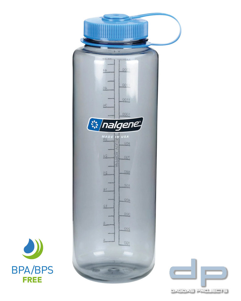 NALGENE FLASCHE WEITHALS 1.5 LITER "SUSTAIN" GRAU/BLAU