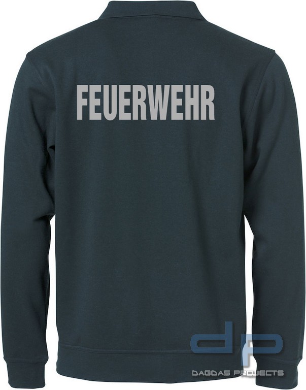 Behörden Sweatshirt in verschiedenen Farben mit Kragen und Wunschaufdruck in reflex silber
