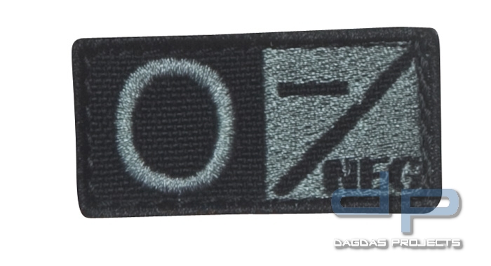 Blutgruppenpatch Grau/Schwarz O neg - 229O-007