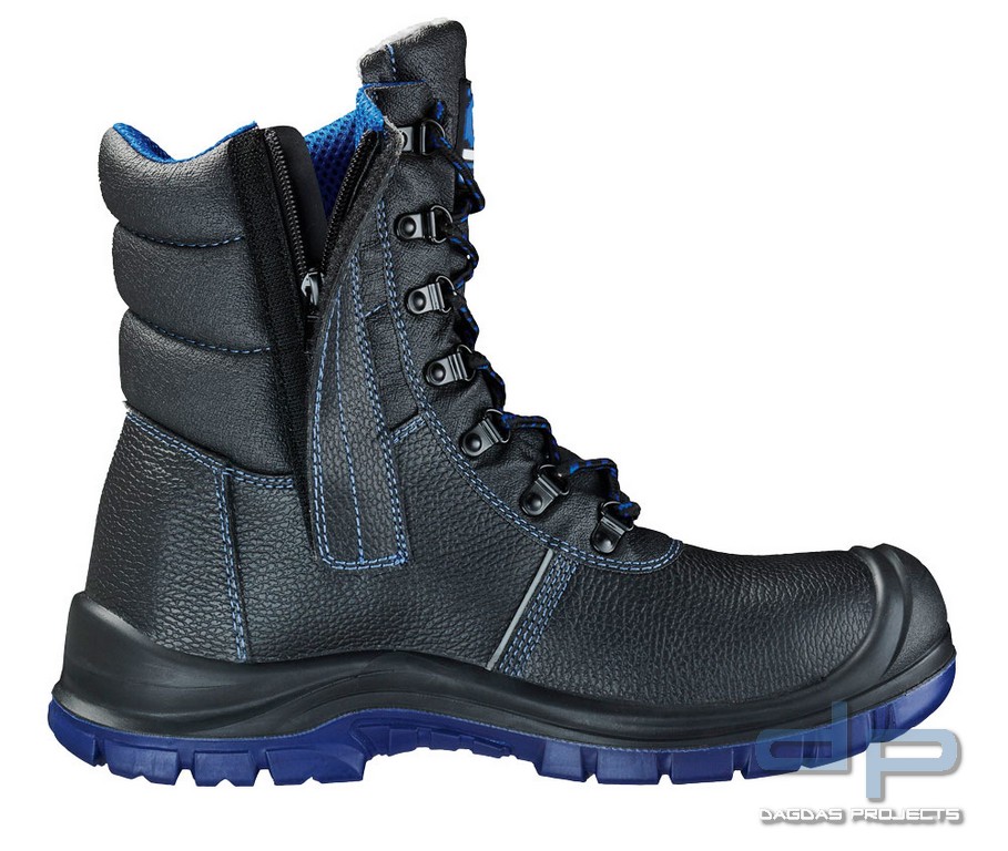 S3 Sicherheitswinterstiefel in Schwarz mit blauen Applikationen