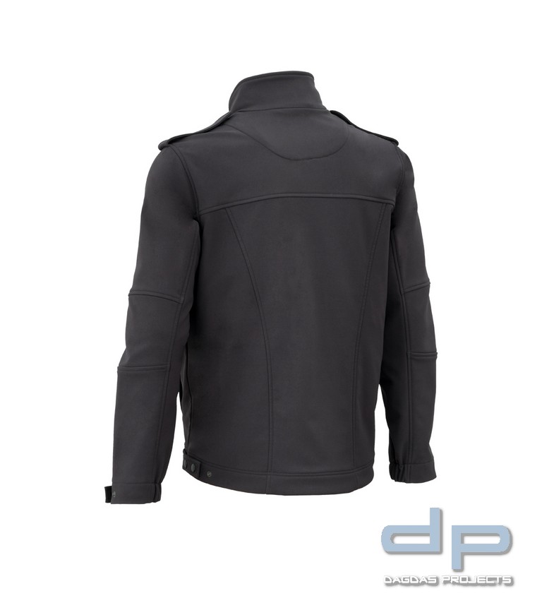 Damen SOFTSHELL-BLOUSON in Schwarz und Dark Navy mit Wunschaufdruck auf Brust und Rücken