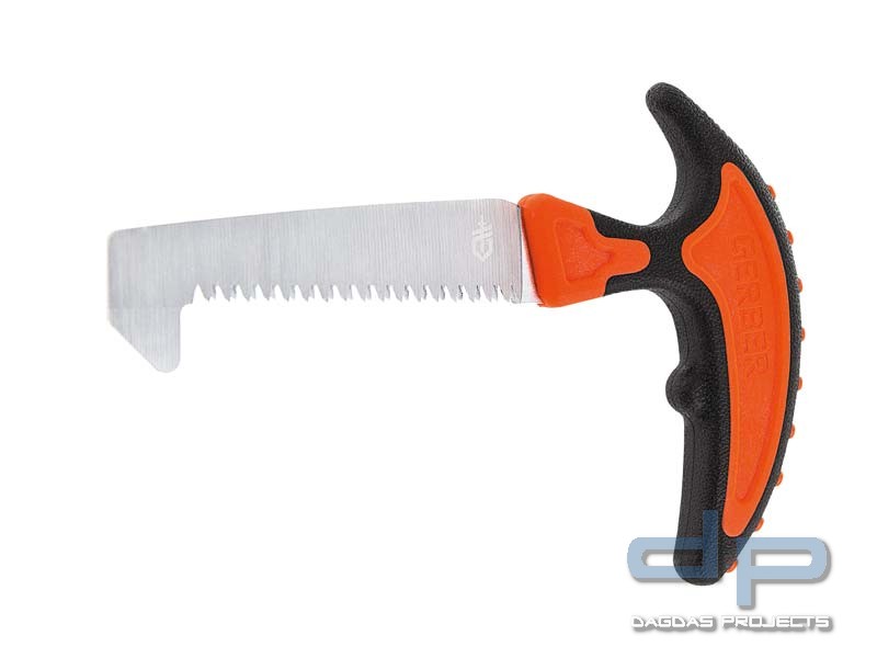 Gerber Vital Knochensäge, Stahl SK5, Spezialzahnung, schwarz-orangefarbener Kunststoffgriff, Nylonet