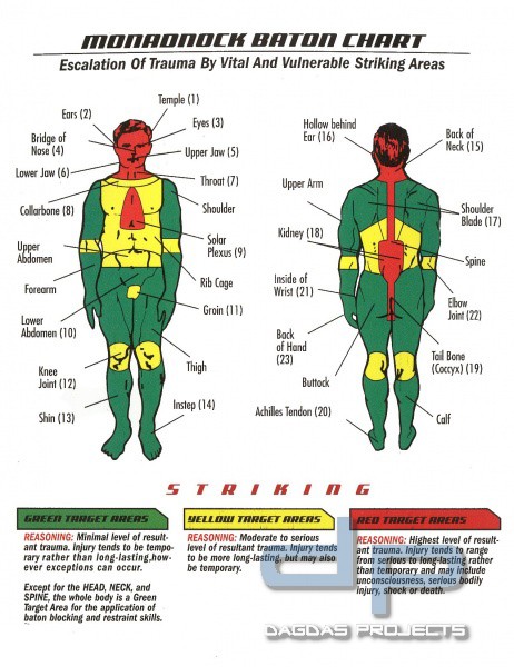 MONADNOCK Karte Baton Chart "Vital- und Schmerzpunkte" farbig