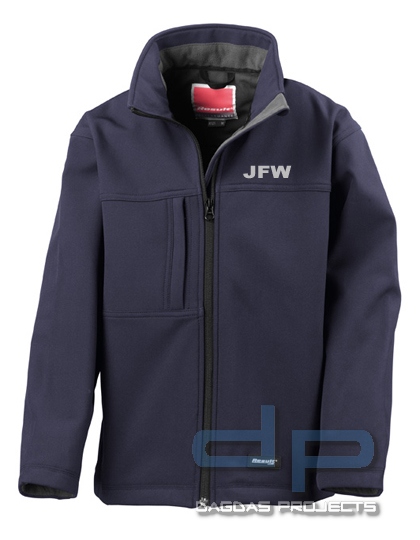 Junior Classic Soft Shell Jacke in verschiedenen Farben mit reflektierendem Wunschtext