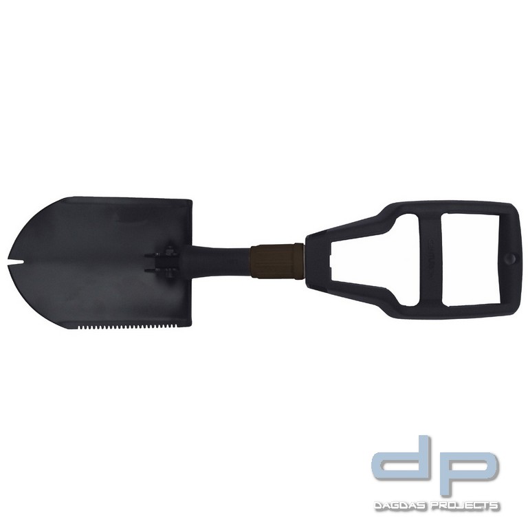 Klappspaten, Plastikgriff, 3-teilig, schwarz, mit Tasche