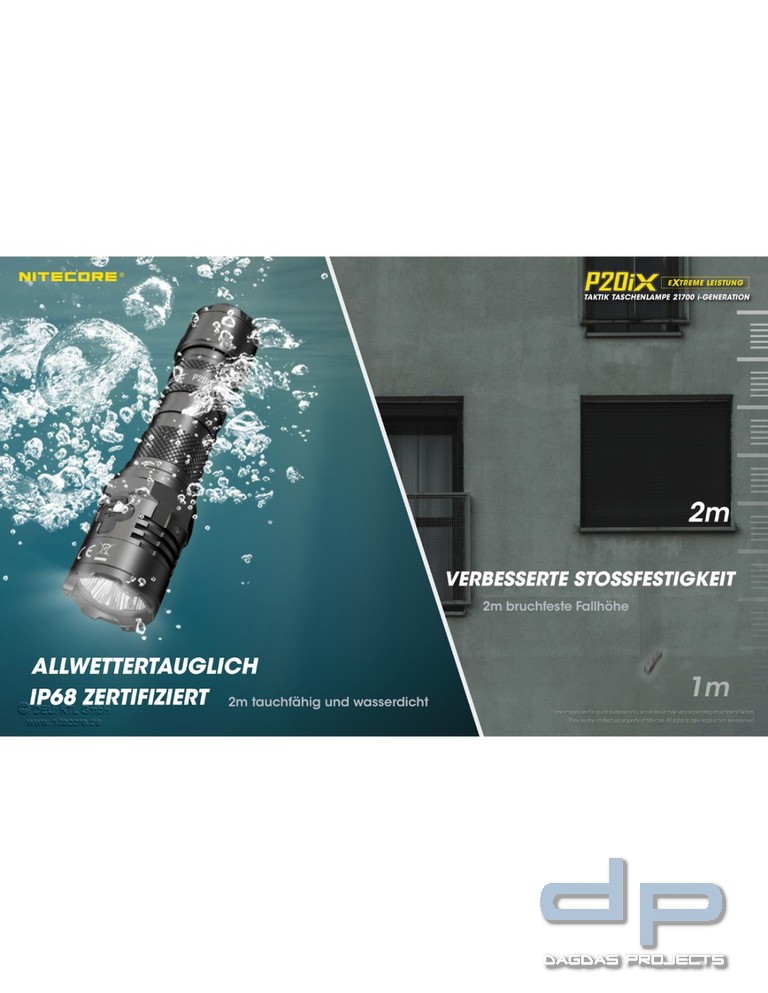 NiteCore® Taschenlampe "P20ix " inkl. Akku und Holster