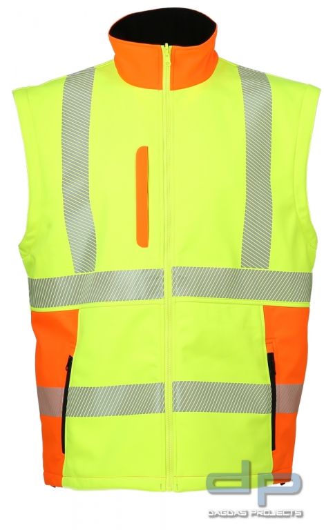 Softshell-Warnschutzjacke - neongelb/warnorange mit Wunschaufdruck