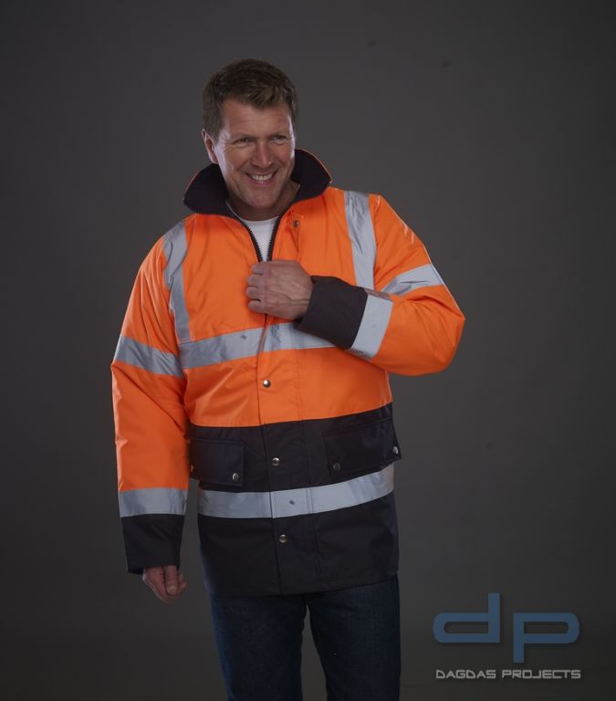 High Visibility Two-Tone Motorway Jacket in verschiedenen Farben mit Wunschbeschriftung in reflex si