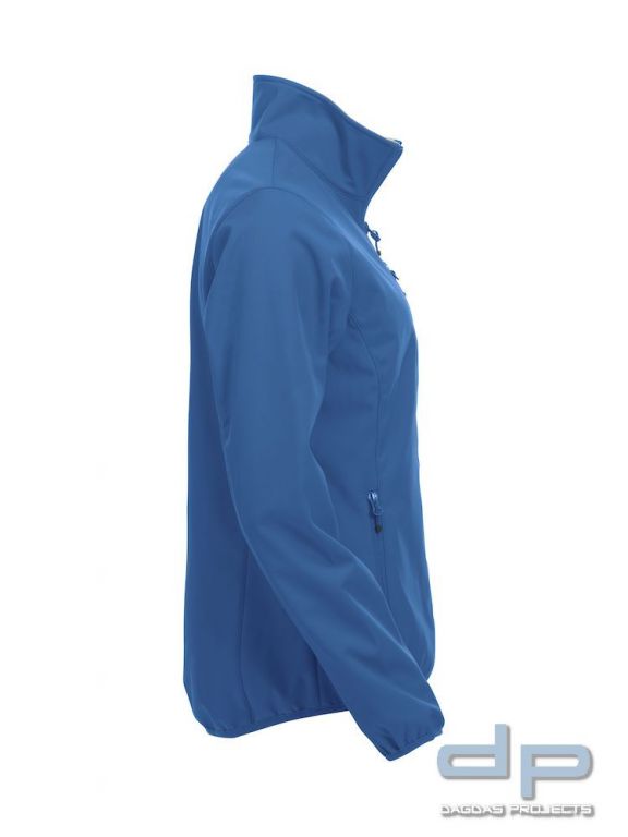 Basic Softshell Jacket Ladies mit reflektierend silbernem Wunschaufdruck in verschiedenen Farben