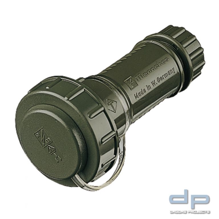 Schuko-Kupplung, m. Schutzkappe am Band, bronzegrün, IP68