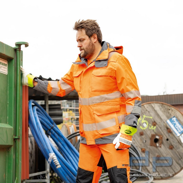 Behörden WARNSCHUTZ PARKA in Orange/Grau mit Aufdruck nach Wunsch auf dem Rücken