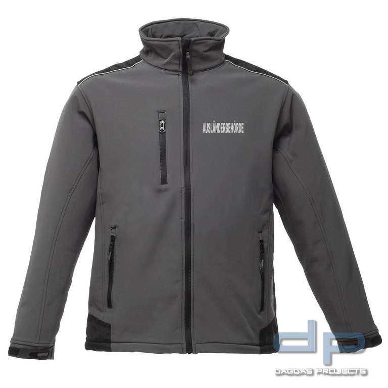 Behörden Softshell Jacke in verschiedenen Farben mit Wunschbeschriftung in reflex silber