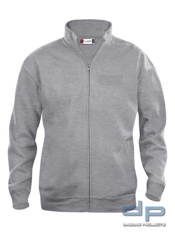 Sweat Jacke Behörde mit Wunschaufdruck gestrichelte Linien in verschiedenen Farben