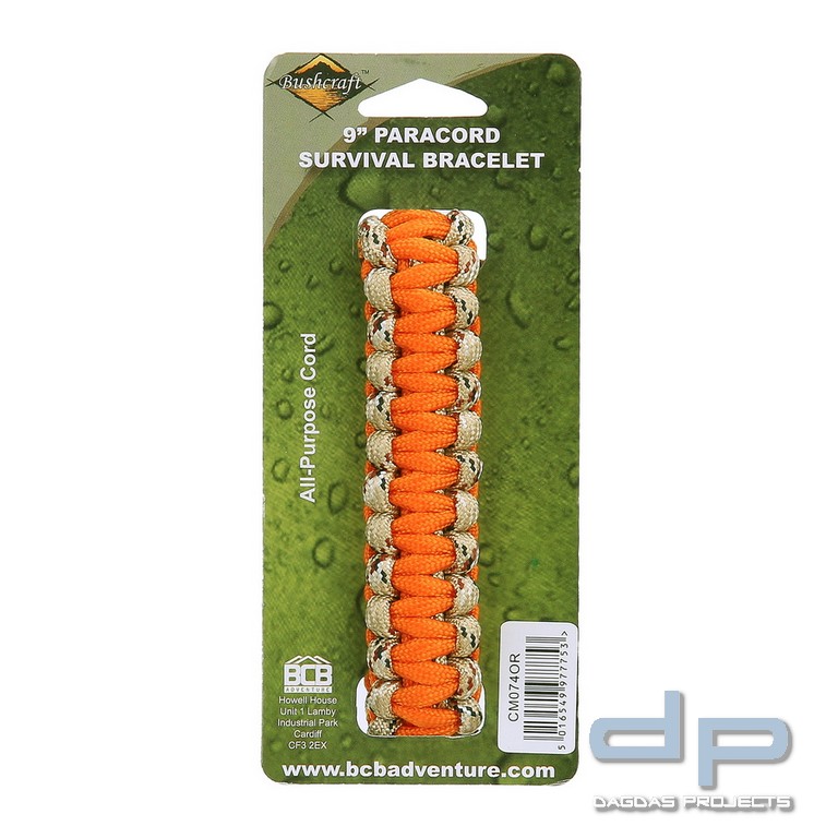 BCB Paracord Eisen Schnalle 9 Zoll orange CM074OR