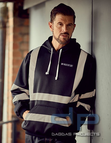 Hi Vis Pull-Over Hoodie in verschiedenen Farben mit Wunschbeschriftung in reflex silber