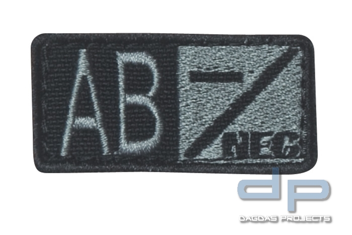 Blutgruppenpatch Grau/Schwarz AB neg - 229AB-007