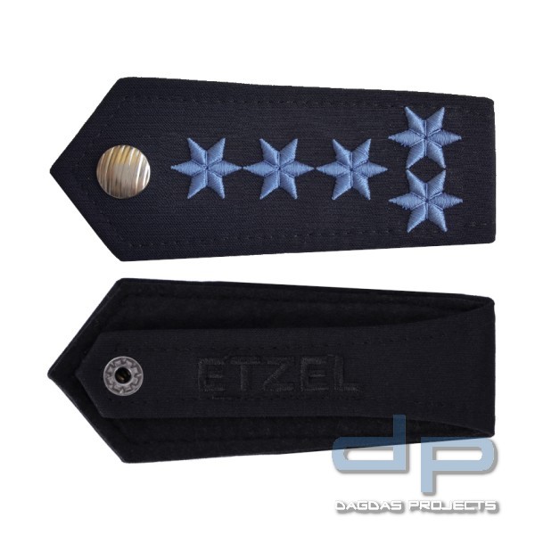 ETZEL Schulterklappen Paar mit Druckknopf Ausführung Hessen 5 Sterne Blau