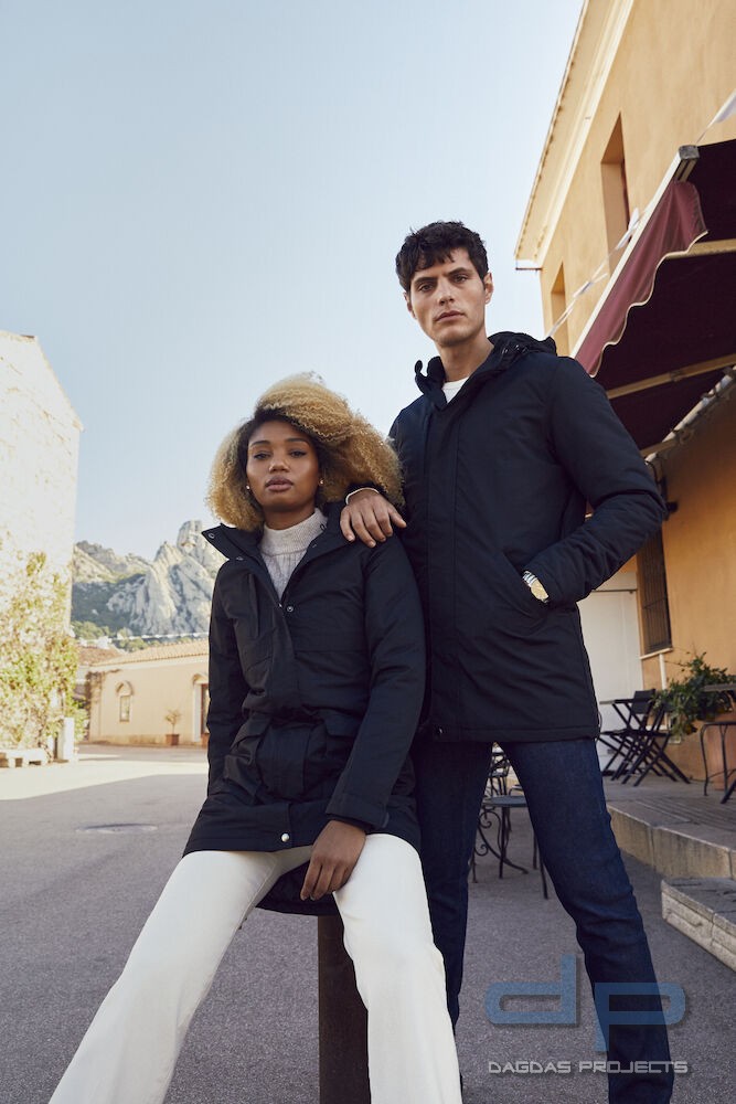 Unisex Behördenparka "Creston" in Schwarz mit Aufdruck nach Wunsch