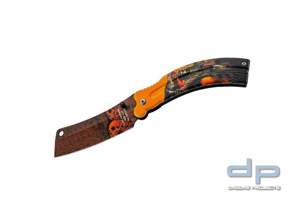Einhandmesser Totenkopf orange