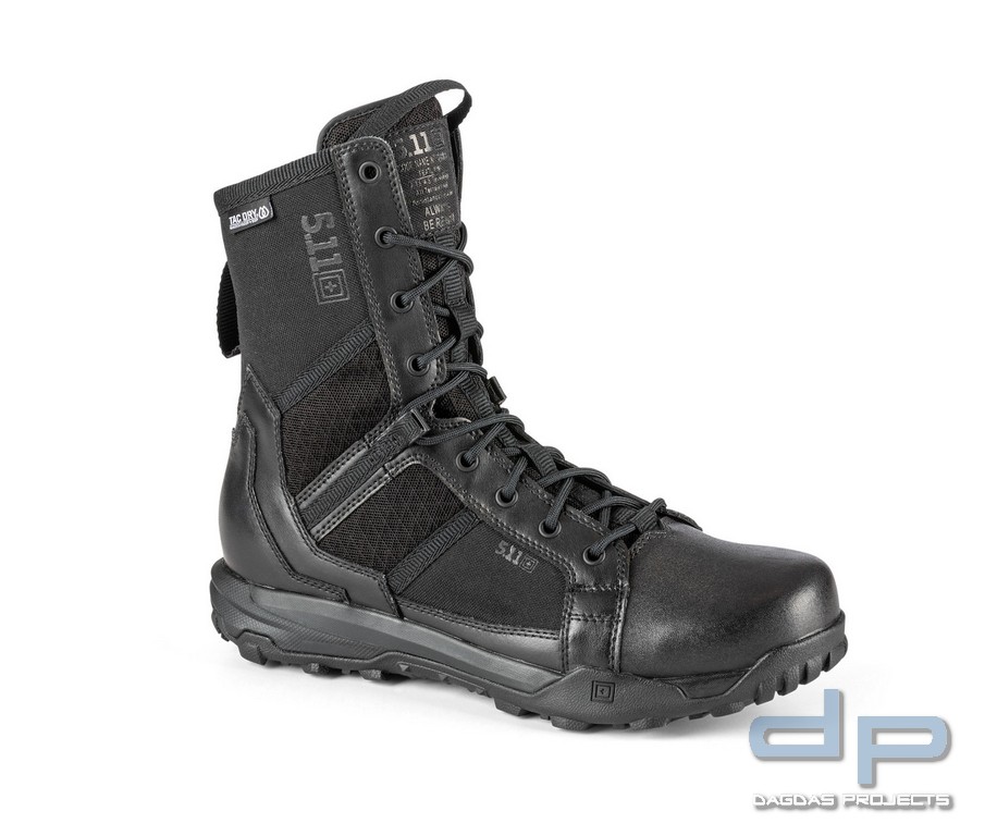 5.11® A/T™ 8" WATERPROOF SIDE ZIP BOOT REGULAR in Schwarz, Größe: US 8/ EU 41