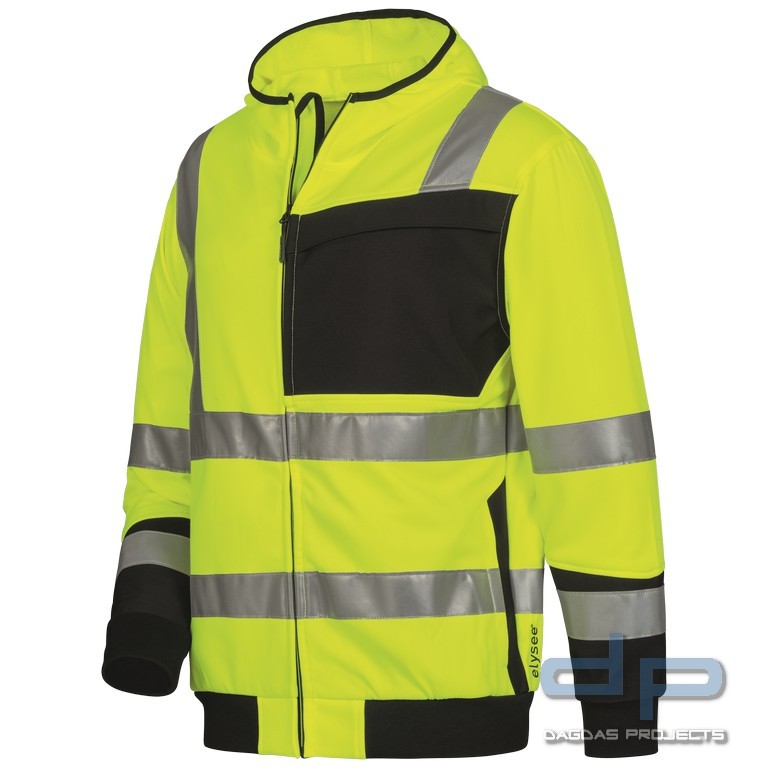 WARNSCHUTZSWEATJACKE in Gelb mit Aufdruck nach Wunsch auf Brust und Rücken