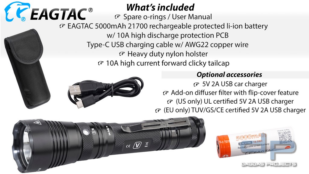 Eagtac G3V, 21700, USB-C in verschiedenen Ausführungen