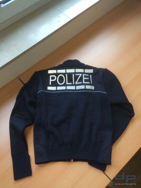 Polizei Troyer mit Refelexaufdruck JUSTIZ Größe: D38